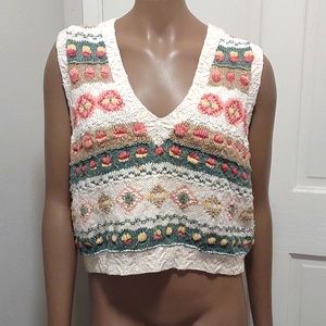 LL Bean Cropped Knit Sweater Vest